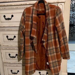 Vici Brown Plaid Trench Coat